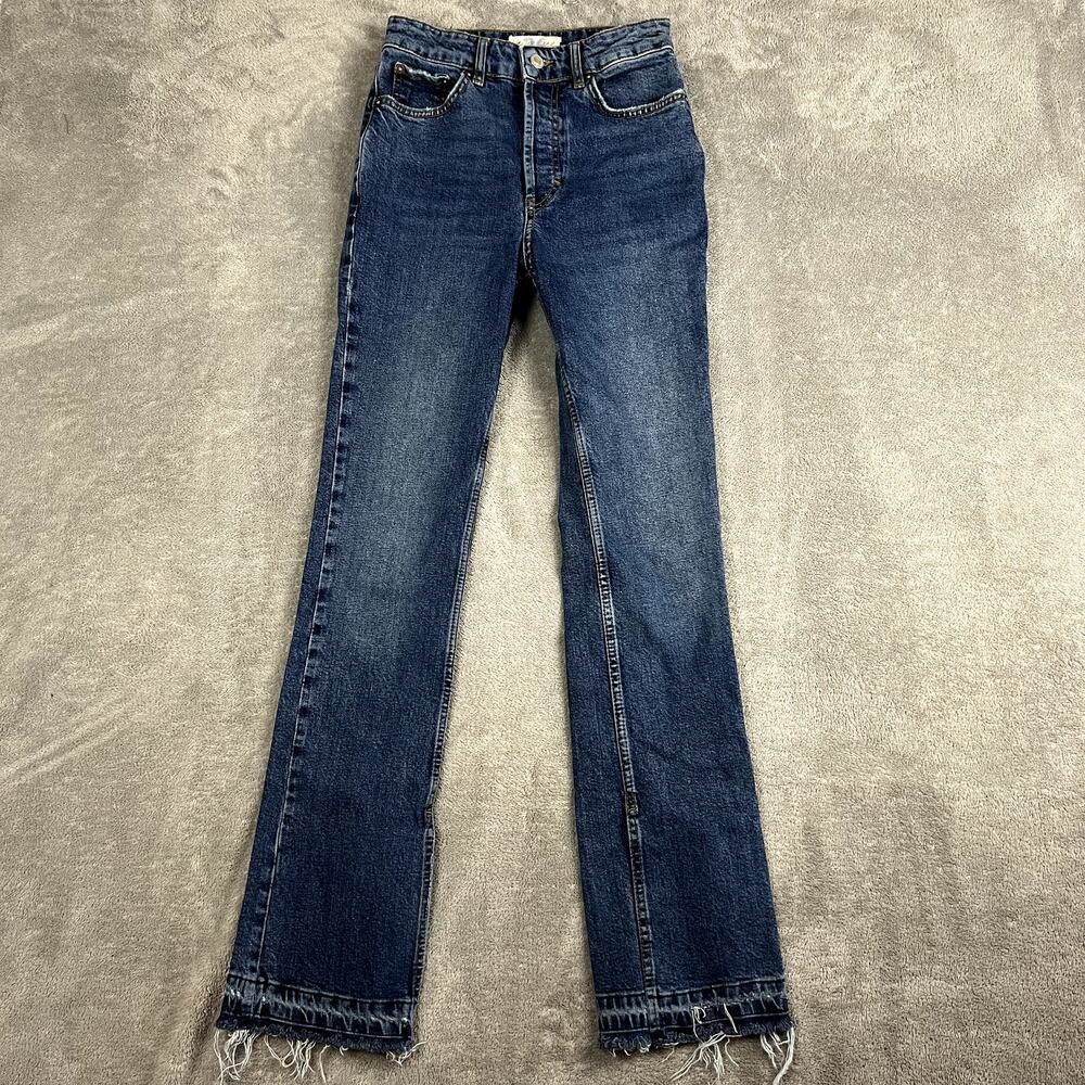 We the Free Bootcut Jeans Womens 26 Dark Wash Fray Hem Button Fly